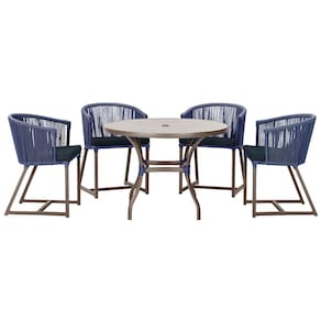 Mesa com 4 Cadeiras de Jantar Roma 100cm e Noronha em Aluminío