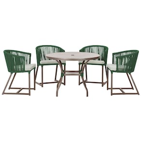 Mesa com 4 Cadeiras de Jantar Roma 100cm e Noronha em Aluminío