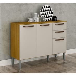 Balcão de Cozinha 3 Portas 2 Gavetas - Maísa-Cinamomo/Off White - CHF Móveis