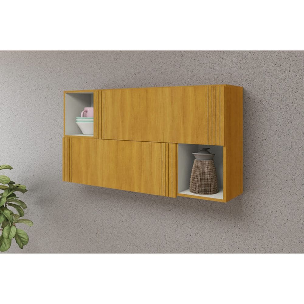 Armário Aéreo 2 Portas com Nichos - Anne-Cinamomo - CHF Móveis
