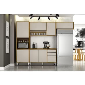 Cozinha Completa 4 Peças 9 Portas - Eduarda-Cinamomo/Off White - CHF Móveis