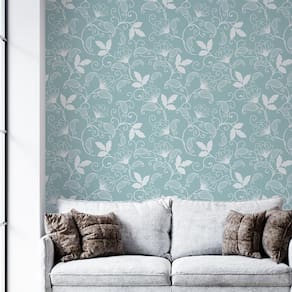 Papel De Parede Adesivo Floral Azul E Branco - 3,0M