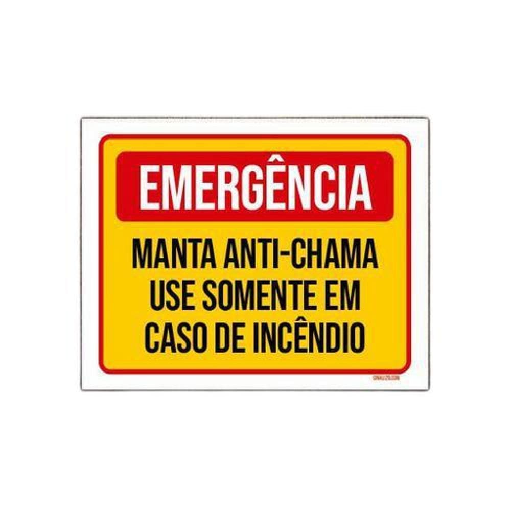 Placa De Sinalização - Emergência Manta Anti-chama 36x46