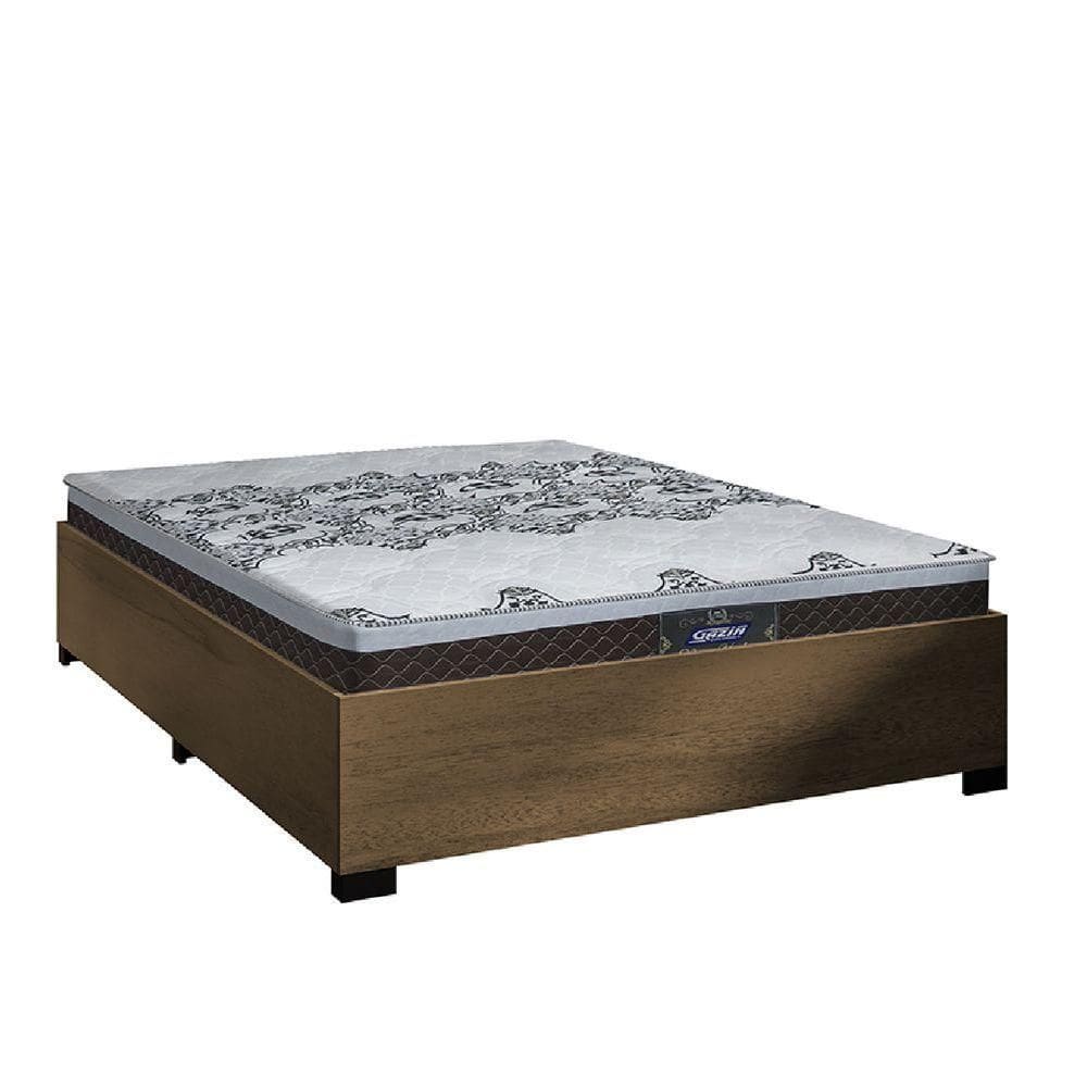 Cama Box Casal Desmontável Colchão Molas Com Euro In New York 138x188x57cm Marrom / Branco / Cedro