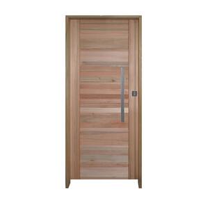 Porta com Visor Mista Batente Misto 14 Puxador Barra Chata 102 x 210cm Esquerdo Rodam 3B Natural