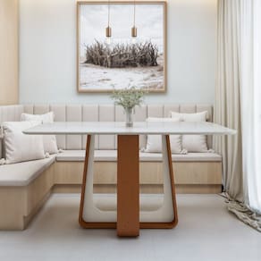 Mesa de Jantar 160 x 78 x 80 cm Tampo com Vidro Sintonia Frassino/Off White