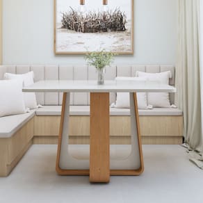 Mesa de Jantar Retangular 120cm Maxi Tampo com Vidro Sintonia Amêndoa Clean/Off White