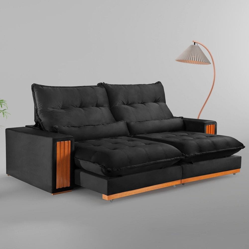Sofá Retrátil e Reclinável 2 Lugares 230cm Santorini Preto