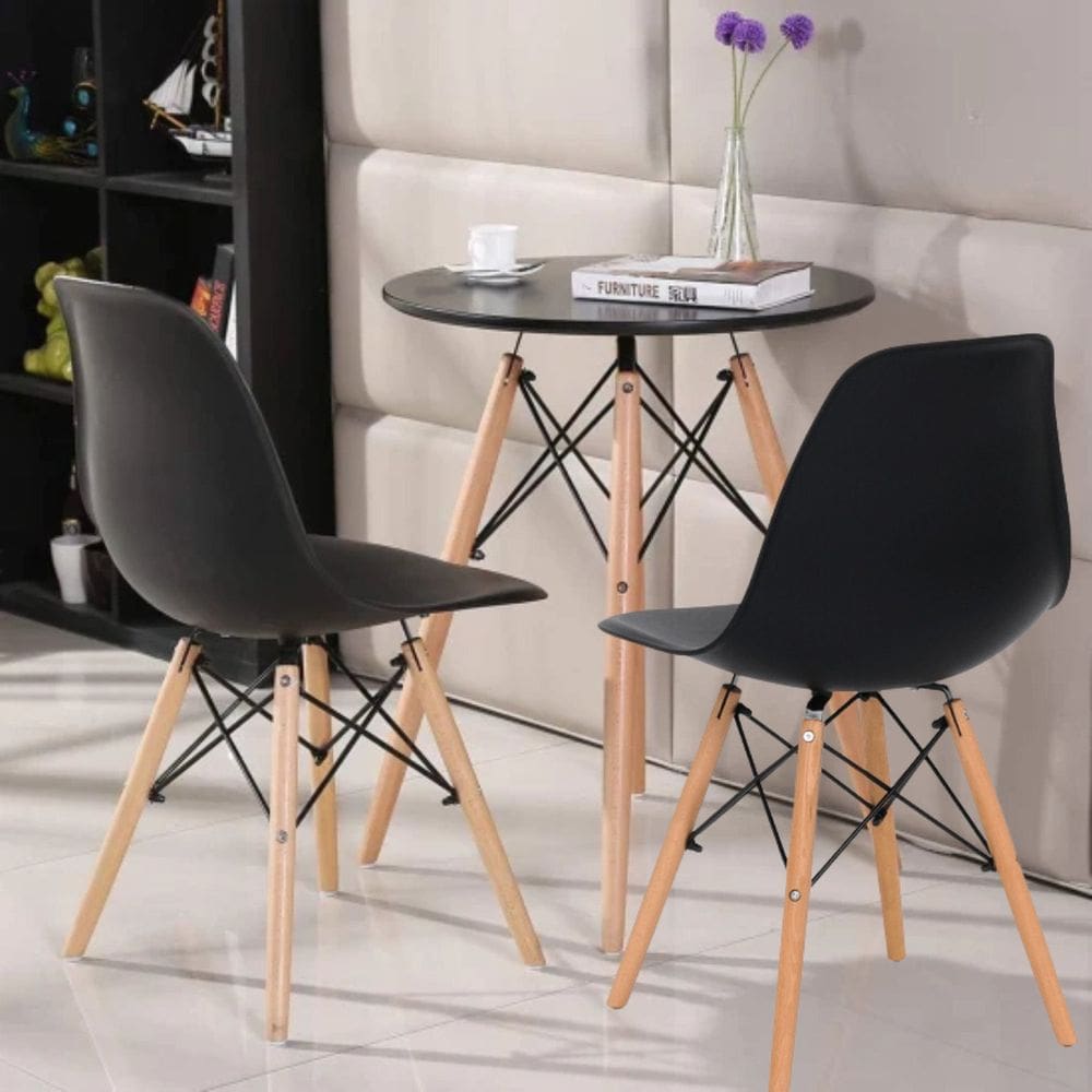 Conjunto de Mesa Redonda 80cm com 2 Cadeiras Eiffel Preto