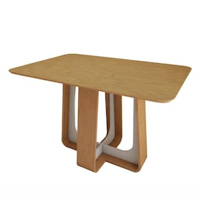 Mesa de Jantar Retangular 120cm Tampo MDF Sintonia Amêndoa Clean/Off White/Amêndoa Clean