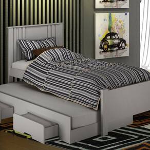 Cama Solteiro Milano com Auxiliar, para Colchão no Tamanho 88x138 cm Branco