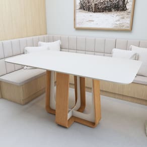 Mesa de Jantar Retangular 170cm com Tampo em MDF Sintonia Amêndoa Clean/Off White