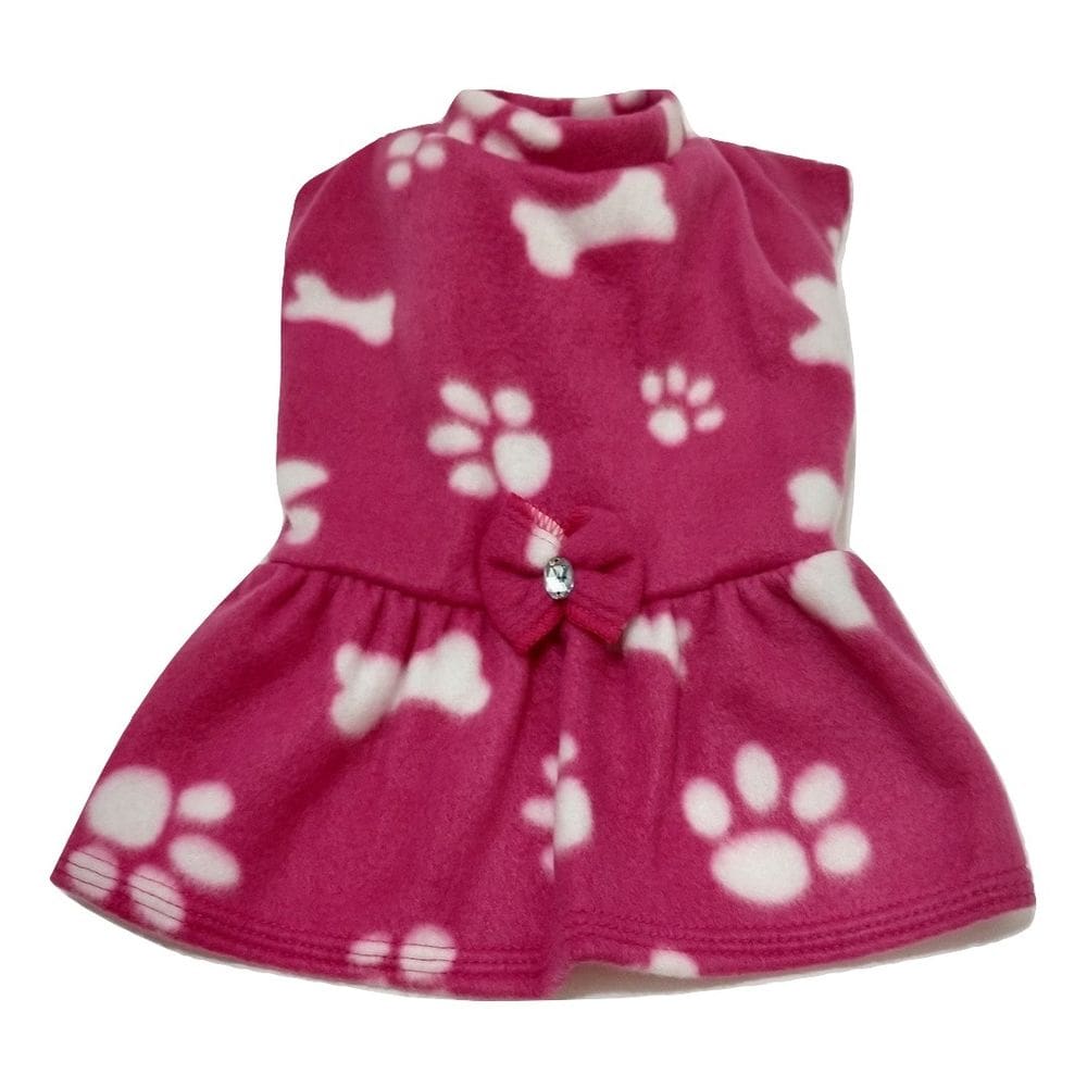 Vestido de inverno soft cachorro rosa estampa patinhas tam M