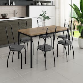 Conjunto para Cozinha com 6 Cadeiras Adriana SF Preto/ Platina/ Demolição