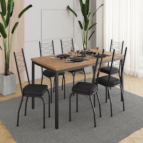Conjunto para Cozinha com 6 Cadeiras Adriana SF Preto/ Preto/ Demolição