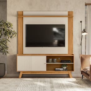Rack para TV de até 65 com Painel Extensível para TV até 55 Marrom/Off White