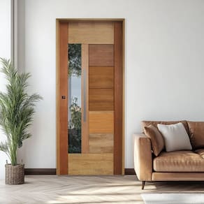 Porta Batente Eucalipto 14 Puxador Barra chata 80 CM 92cm X 210cm Direito 3B
