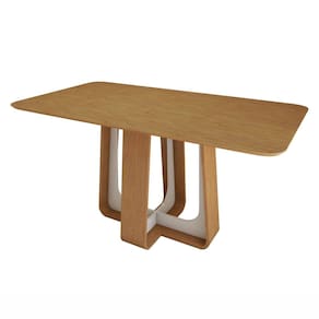 Mesa de Jantar Retangular 170cm Tampo MDF Sintonia Amêndoa Clean/Off White/Amêndoa Clean