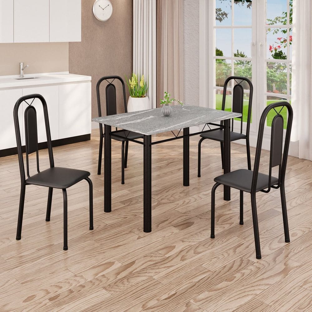 Conjunto de Mesa com 4 Cadeiras Lívia Preto