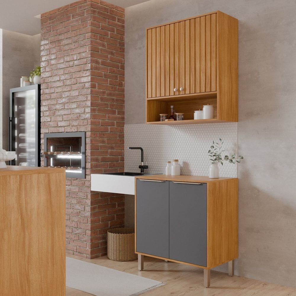 Cozinha Compacta para Área Goumet Divina Cinamomo/Titânio