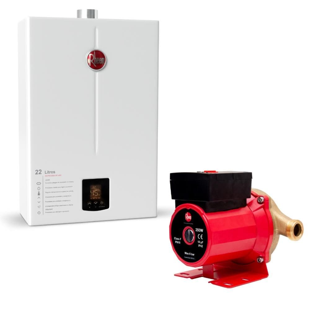 Kit Aquecedor 22L GN + Bomba Pressurizadora 350W 220V Rheem