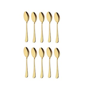 Colher de Cha e Cafe Dourado Jogo de Colheres Aço Inox 10un