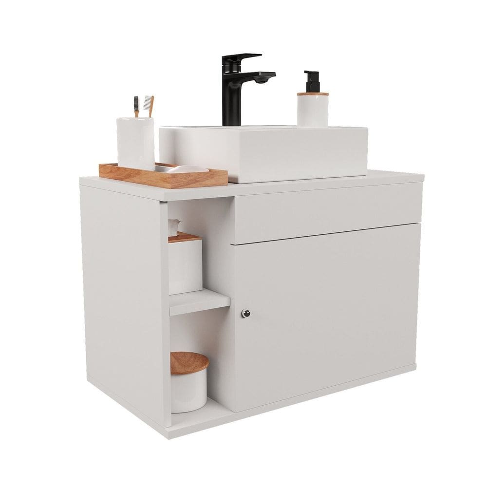 Conjunto Gabinete para Banheiro Completo com Cuba Itália Branco