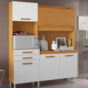 Cozinha Compacta 06 Portas e 02 Gavetas Selena Cinamomo/Branco