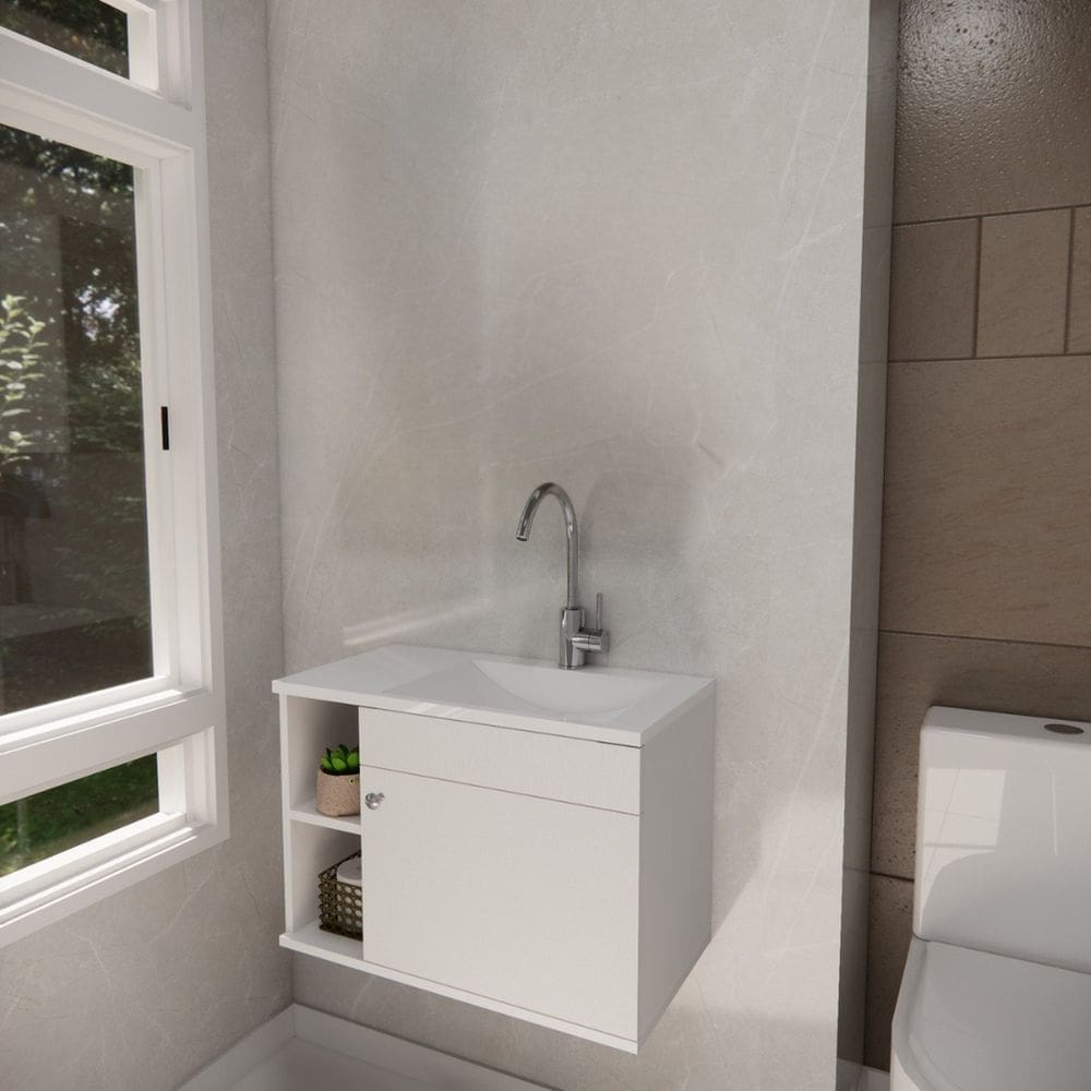 Conjunto Gabinete para Banheiro com Cuba Itália Branco
