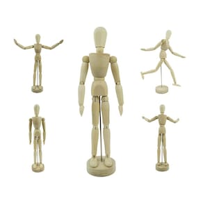 Boneco Articulado Grande 30Cm De Madeira Desenhos Moda Arte