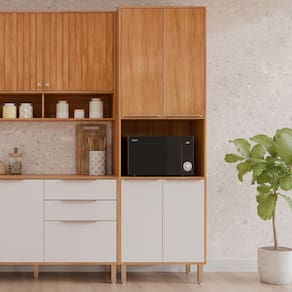 Torre Quente 4 Portas 1 Nicho para Forno ou Micro-ondas Divina Cinamomo/Branco