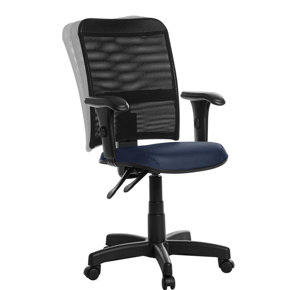 Cadeira Escritório Ergonômica Tela Com Braço Rv Azul Escuro