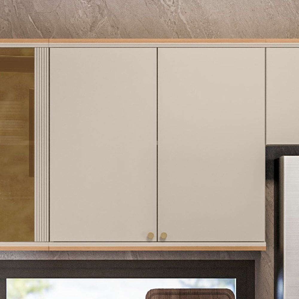 Armário Aéreo Duplo 2 Portas 80cm em Mdf Atena Jequitibá/Off White Fosco