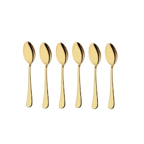 Colher de Cha e Cafe Dourado Jogo de Colheres Aço Inox 6un