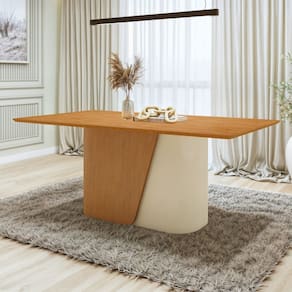 Mesa de Jantar Retangular 78x170x90cm Tampo MDF Amêndoa Clean/Off White