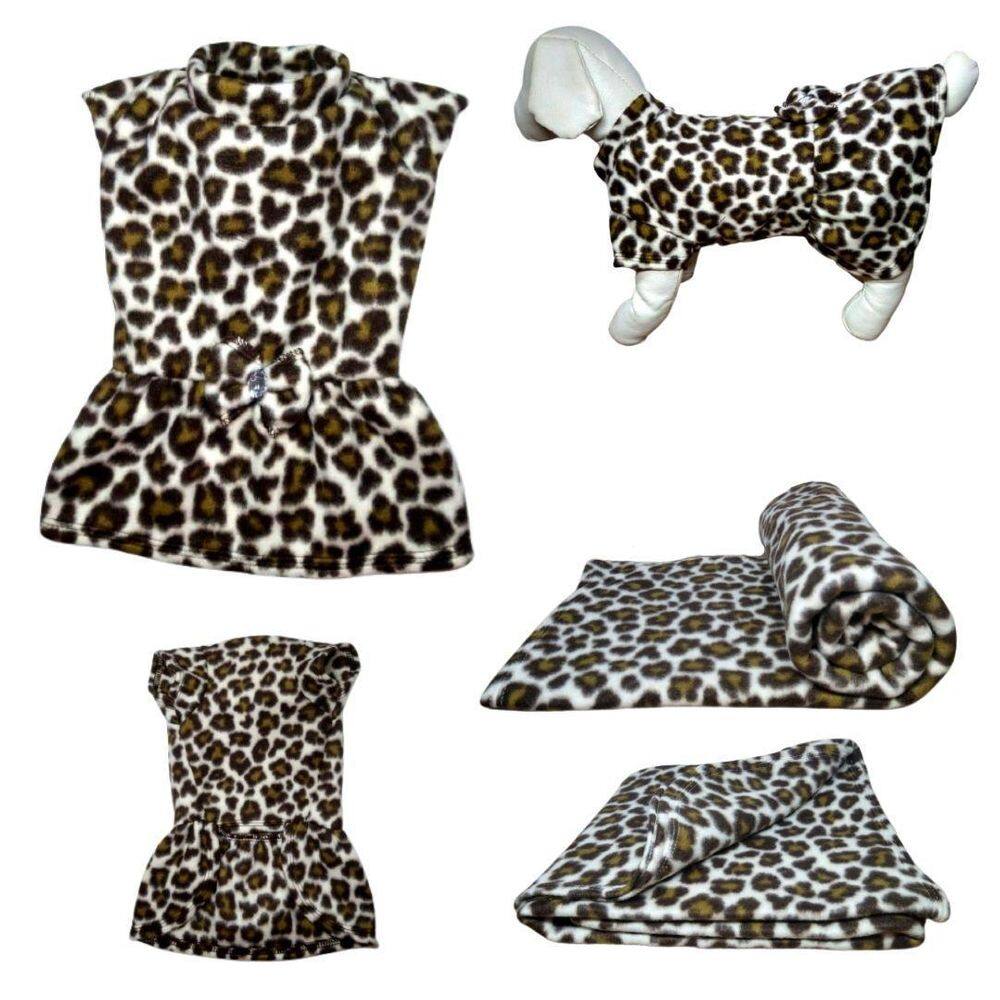 Kit Vestido E Manta Soft Para Cães - Onça Pp