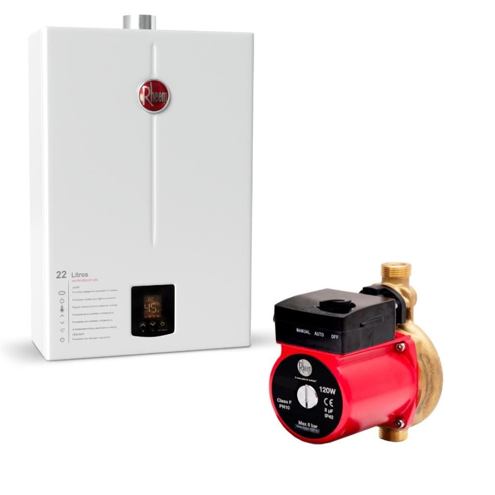 Kit Bomba Pressurizadora 120W 127V + Aquecedor 22L GLP Rheem