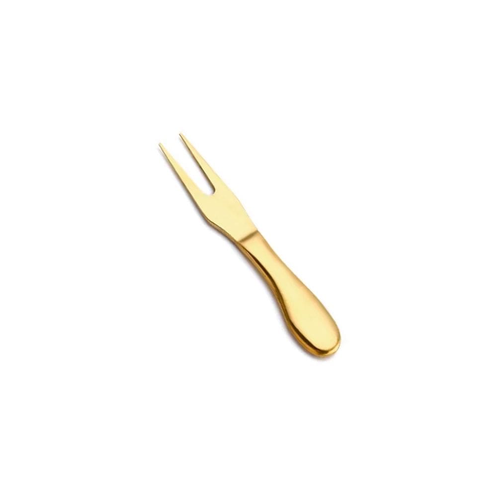 Garfo para Queijo Petiscos Mesa Frios Aço Inox Dourado