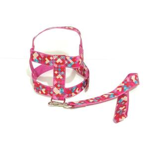 Kit Guia com peitoral 40mm xadrez rosa 9 63 cm a 84 cm