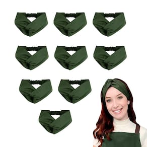 Faixa de Cabelo Turbante Bandana Verde Escuro Cozinha 10un