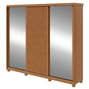 Guarda Roupa Casal Ollie 3 Portas Amêndoa Clean com Espelho Glass e Pés - Lopas