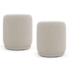 Kit 02 Puffs Decorativos Orgânicos Living Mavi Bouclê Bege - Desk Design