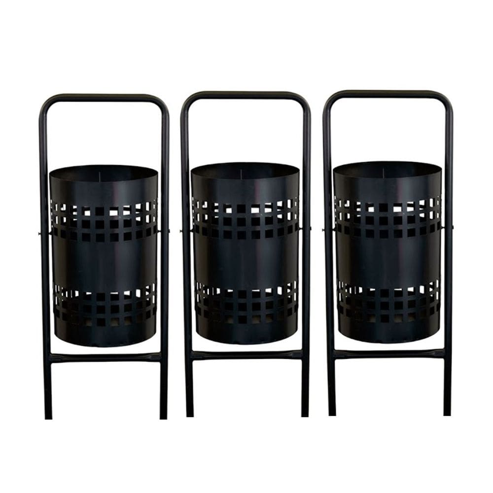 Kit 3 Lixeiras Pátios Parques Calçada Rua Redonda Tela 113cm