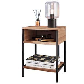 Mesa De Cabeceira Duo Aço/Mdf Estilo Industrial Mobbili Cm-02