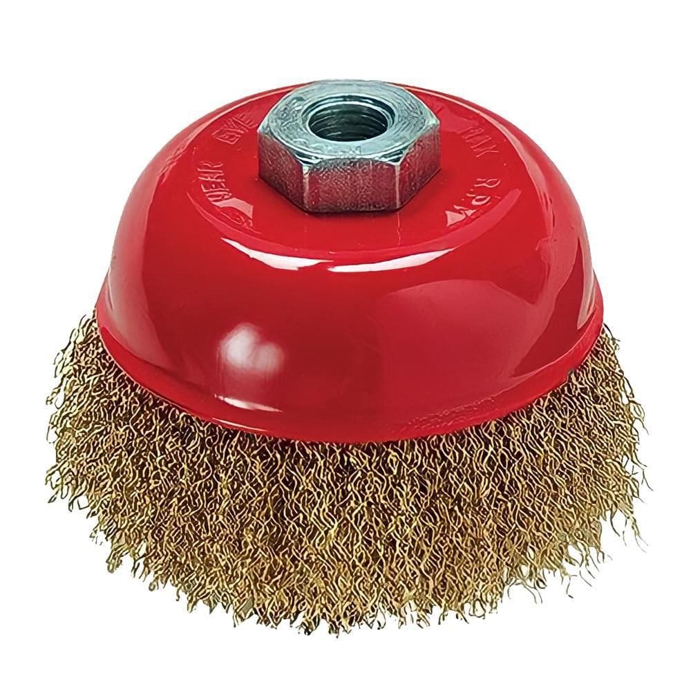 Escova De Aço Carbono Tipo Copo 100Mm Rosca M14 Mtx