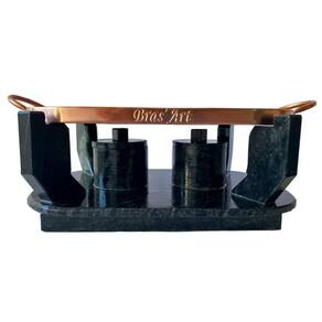 Grelha Para Carne 33X19 Cm+Rechaud 2 Queimadores Pedra Sabao