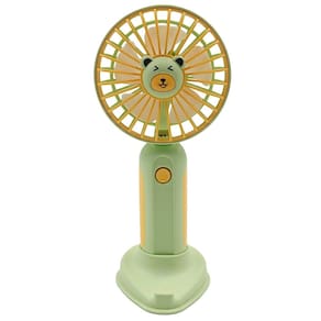 Mini Ventilador Portatil Recarregavel Com Suporte De Celular Fofinho Verde e Amarelo Interponte