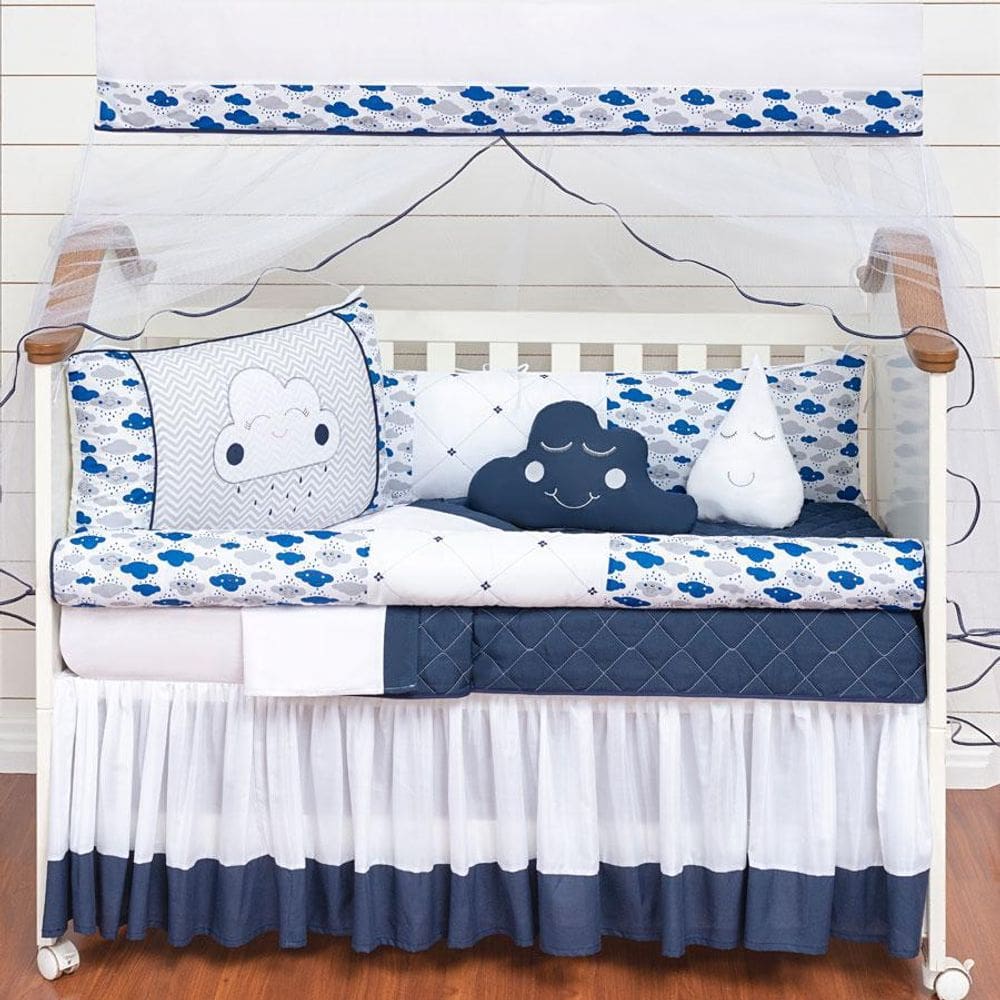 Kit Berço Trança Com Saia Box e Lençol Extra - Algodão