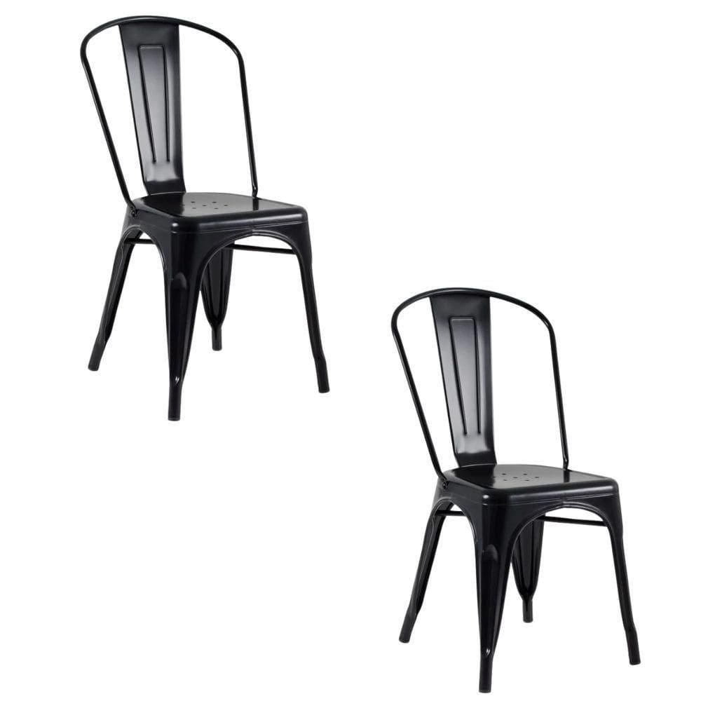 Kit 2 Cadeiras Banqueta Oficial Iron Tolix Preto
