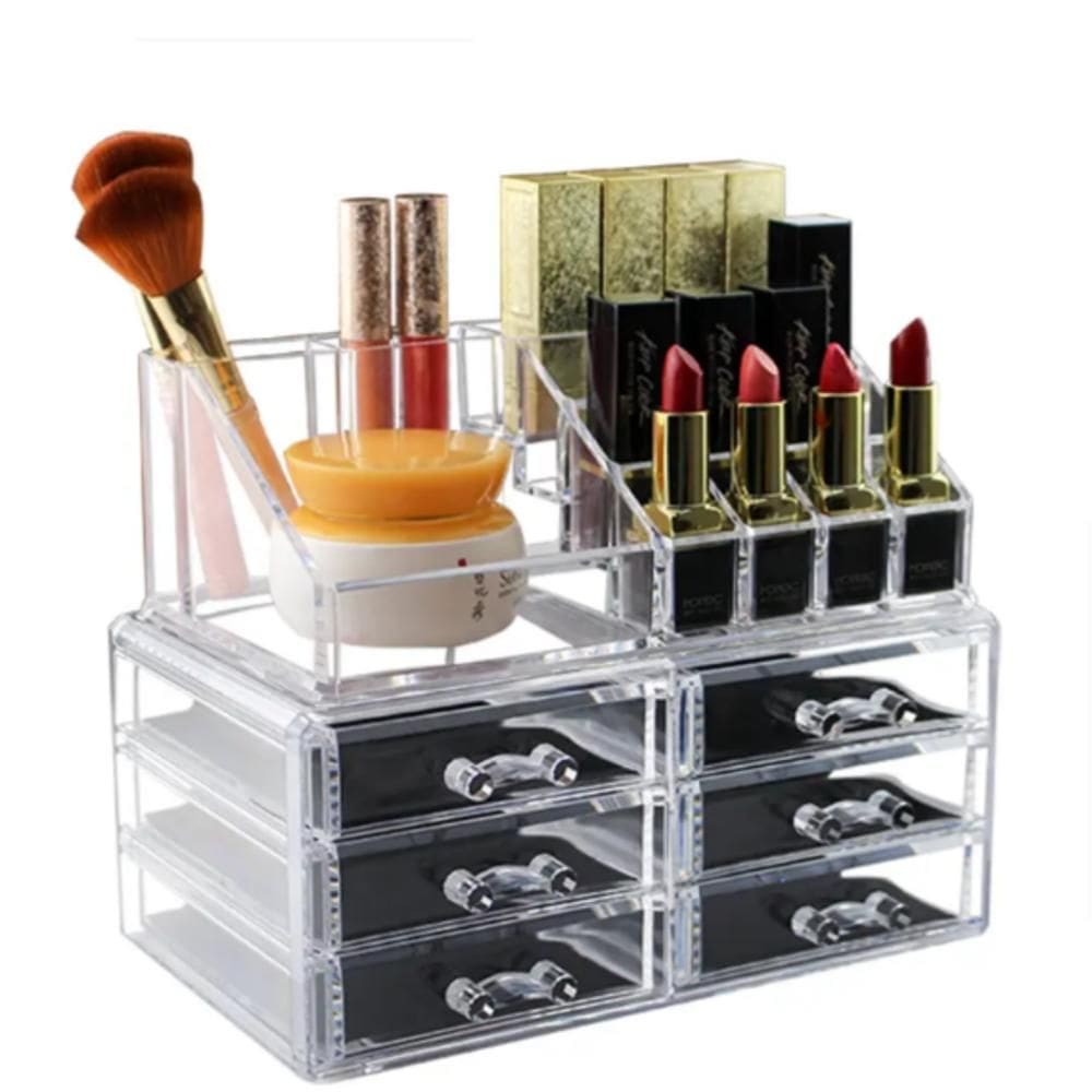 Organizador Porta Maquiagem Batom Cosmeticos Caixa Em Acrilico Suporte 6 Gavetas Porta Joias